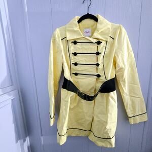 Candie’s Yellow Military Trench Coat Size Small – Belted, Statement